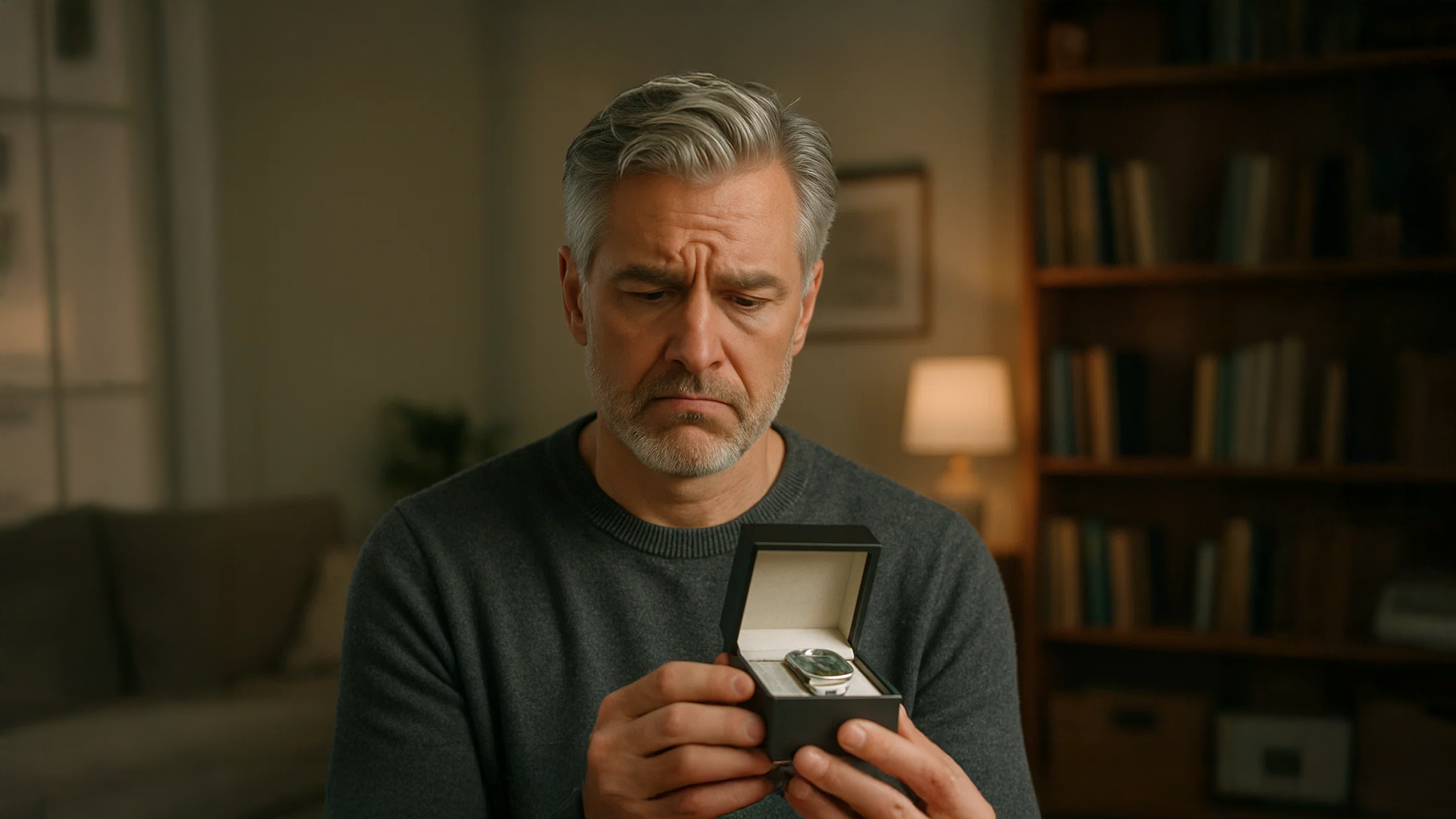 Man having second thoughts on his first watch purchase