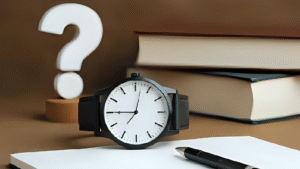 wrist watch beside books, pen and paper while watch myths are debunked